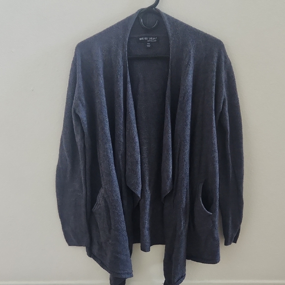 Barefoot Dreams Cozy Chic Lite Knit Charcoal Open Cardigan